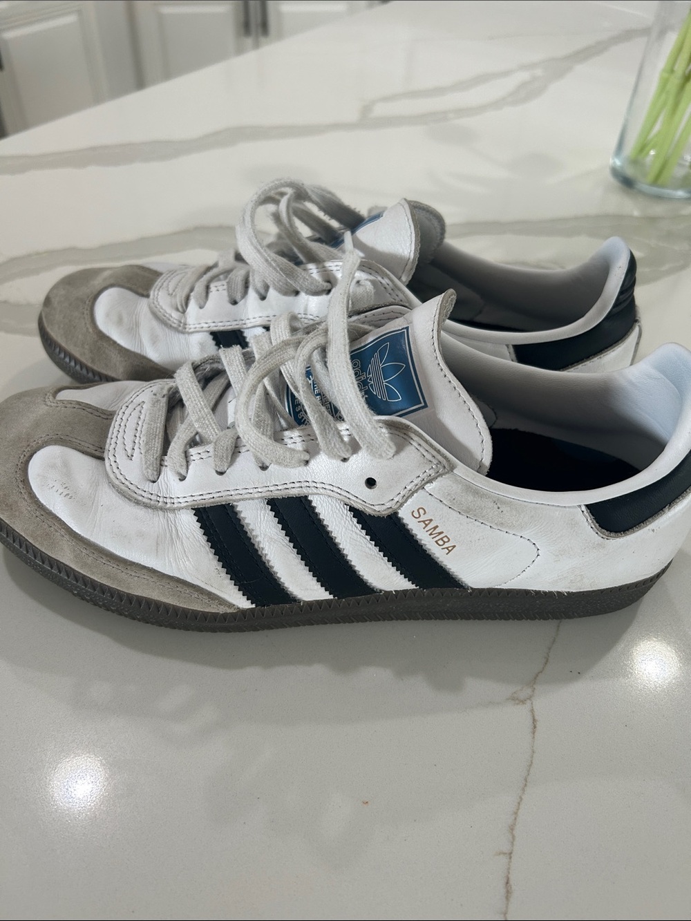 Male Adidas Samba Sneakers in White, Black & Gray